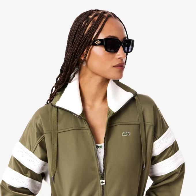 Camisola de cetim com riscas Pointelle oversized para mulher