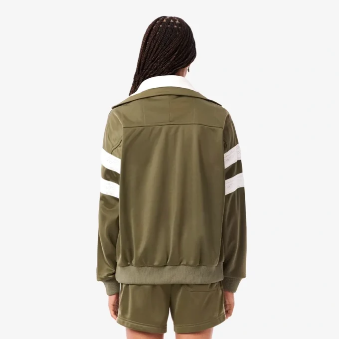 Camisola de cetim com riscas Pointelle oversized para mulher