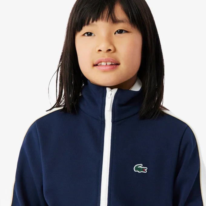 Camisola de desporto com fecho em malha interlock piqué