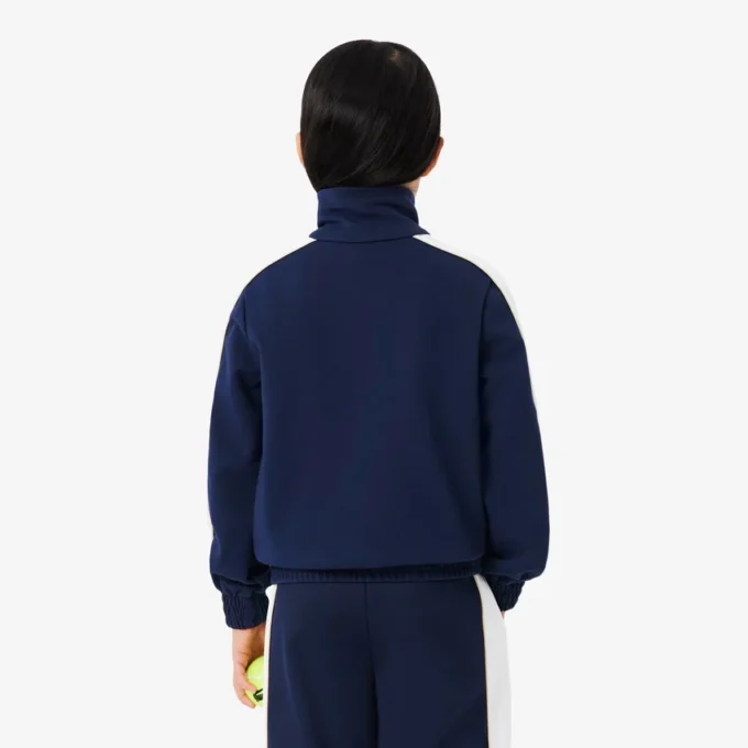 Camisola de desporto com fecho em malha interlock piqué