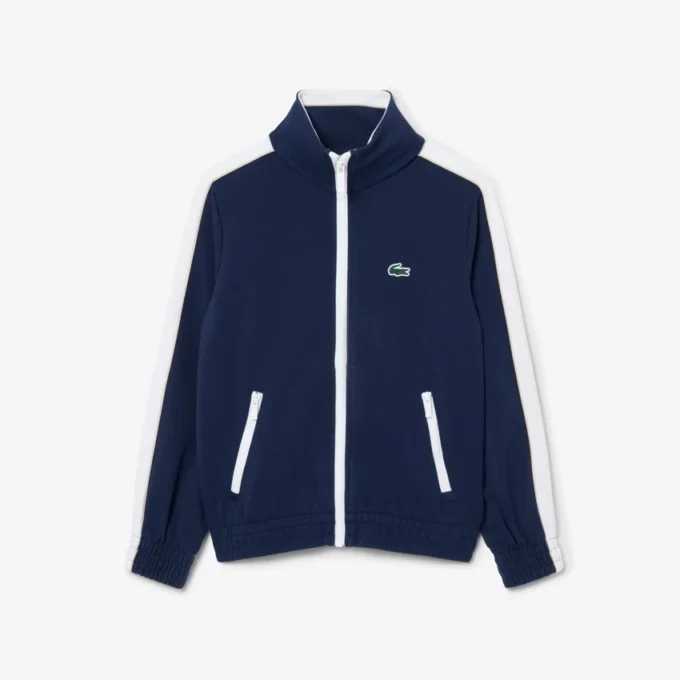 Camisola de desporto com fecho em malha interlock piqué