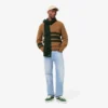 Camisola de gola em V em lã às riscas para homem
