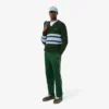 Camisola de gola em V em lã às riscas para homem