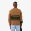 Camisola de gola em V em lã às riscas para homem