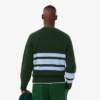 Camisola de gola em V em lã às riscas para homem