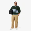 Camisola de gola em V em lã às riscas para homem
