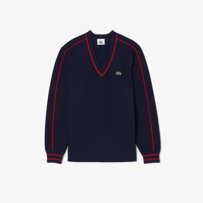 Camisola de gola em V às riscas da coleção Archive Edition para homem