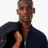 Camisola de gola polo com meio fecho em mistura de algodão e lã para homem