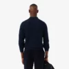 Camisola de gola polo com meio fecho em mistura de algodão e lã para homem