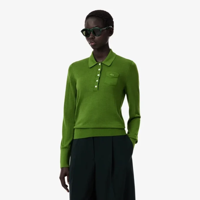 Camisola de gola polo em lã merino da coleção Runway