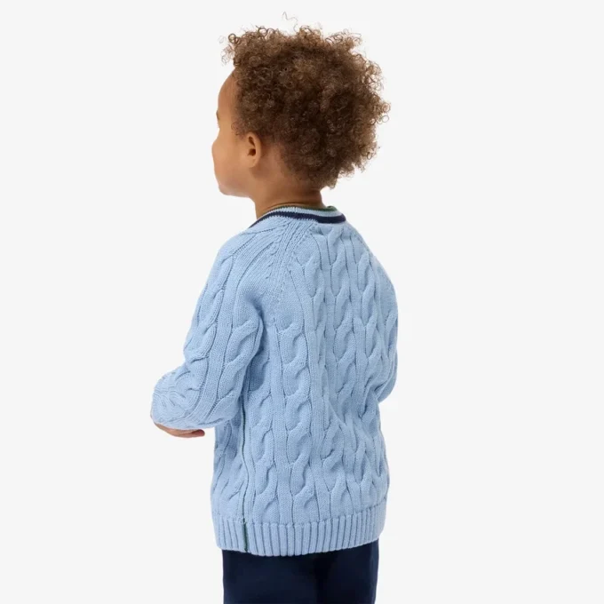 Camisola de gola redonda em algodão e lã para rapaz
