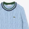 Camisola de gola redonda em algodão e lã para rapaz