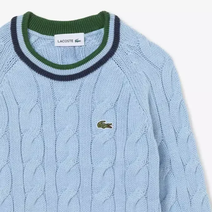 Camisola de gola redonda em algodão e lã para rapaz