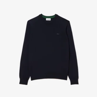 Camisola de gola redonda em lã merino para homem
