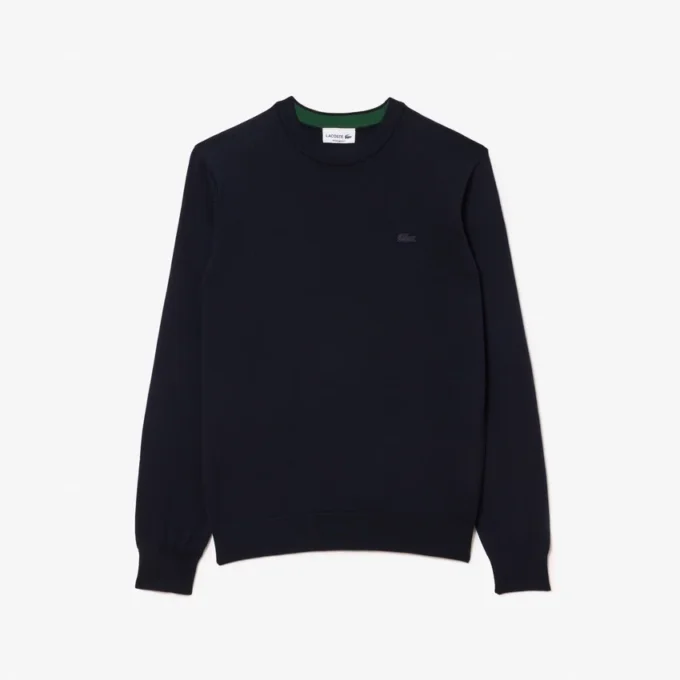 Camisola de gola redonda em lã merino para homem