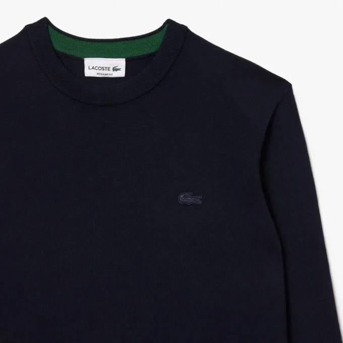 Camisola de gola redonda em lã merino para homem