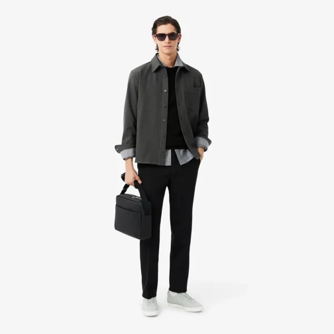 Camisola de gola redonda em lã merino para homem