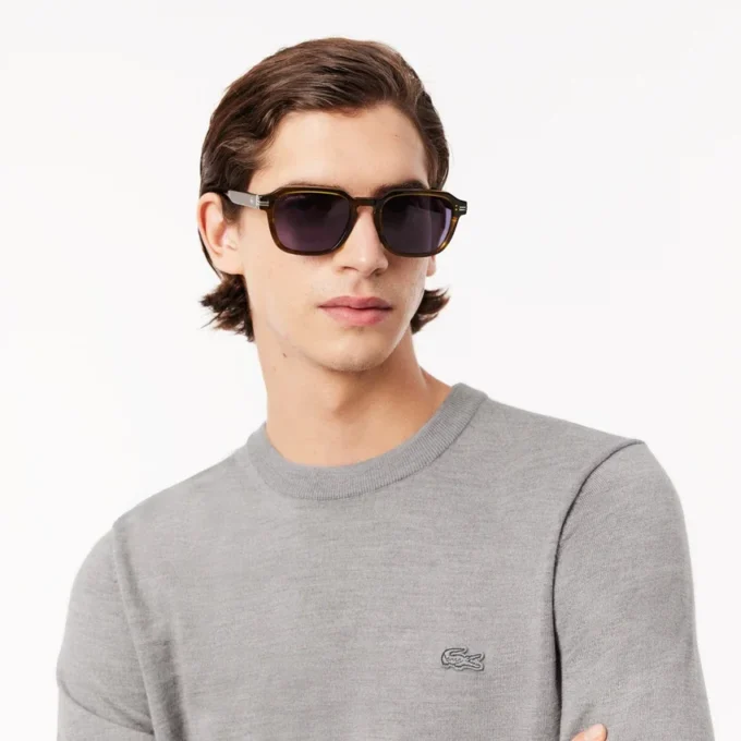 Camisola de gola redonda em lã merino para homem