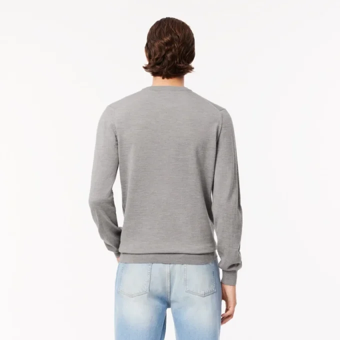 Camisola de gola redonda em lã merino para homem