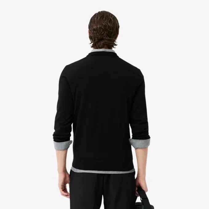 Camisola de gola redonda em lã merino para homem