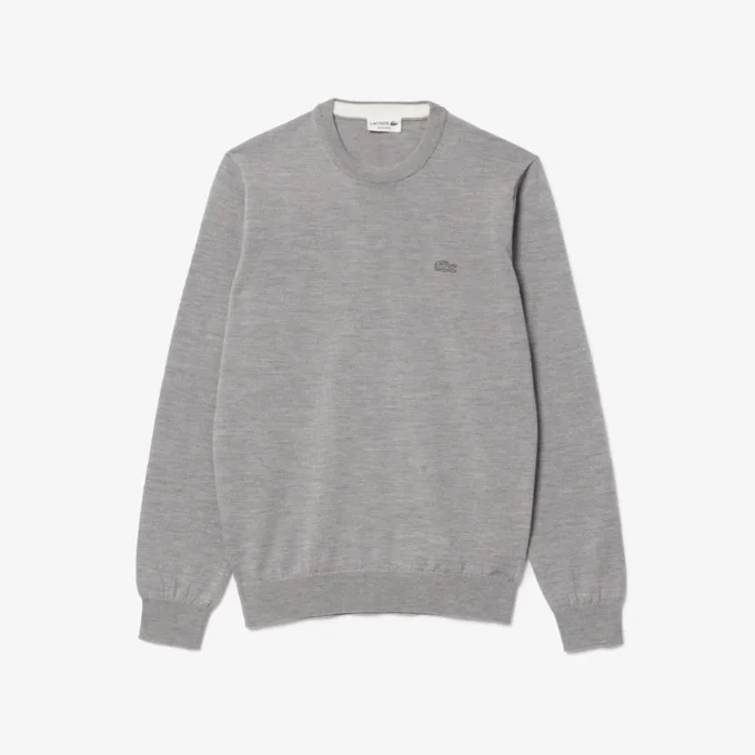 Camisola de gola redonda em lã merino para homem