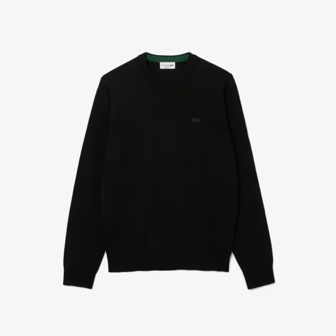 Camisola de gola redonda em lã merino para homem