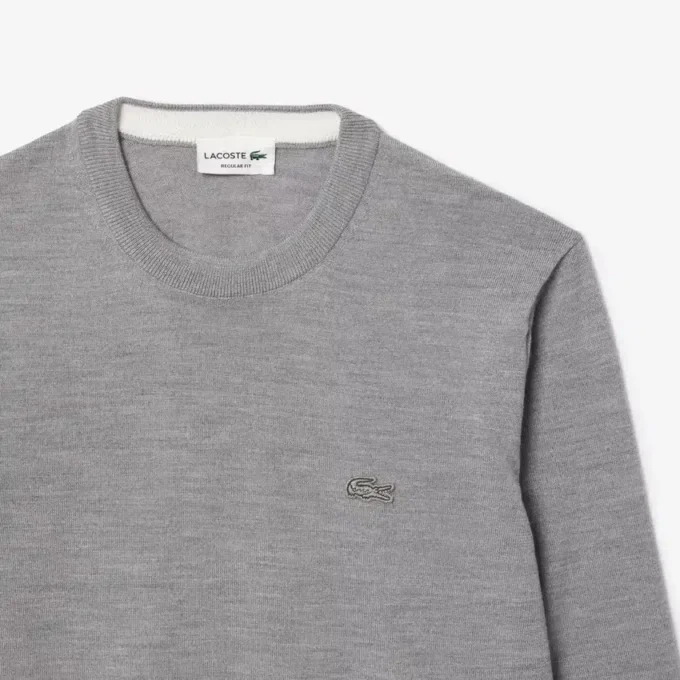 Camisola de gola redonda em lã merino para homem
