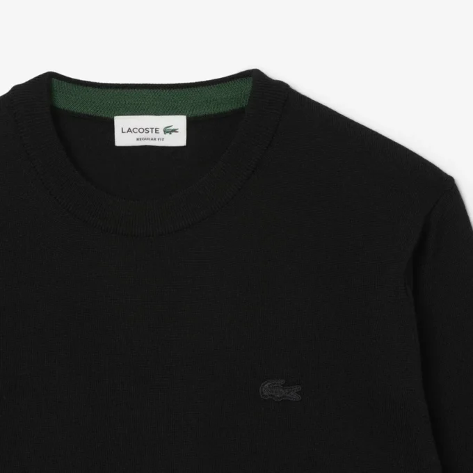 Camisola de gola redonda em lã merino para homem