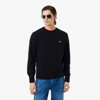 Camisola de gola redonda em lã para homem