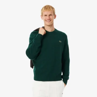 Camisola de gola redonda em lã para homem
