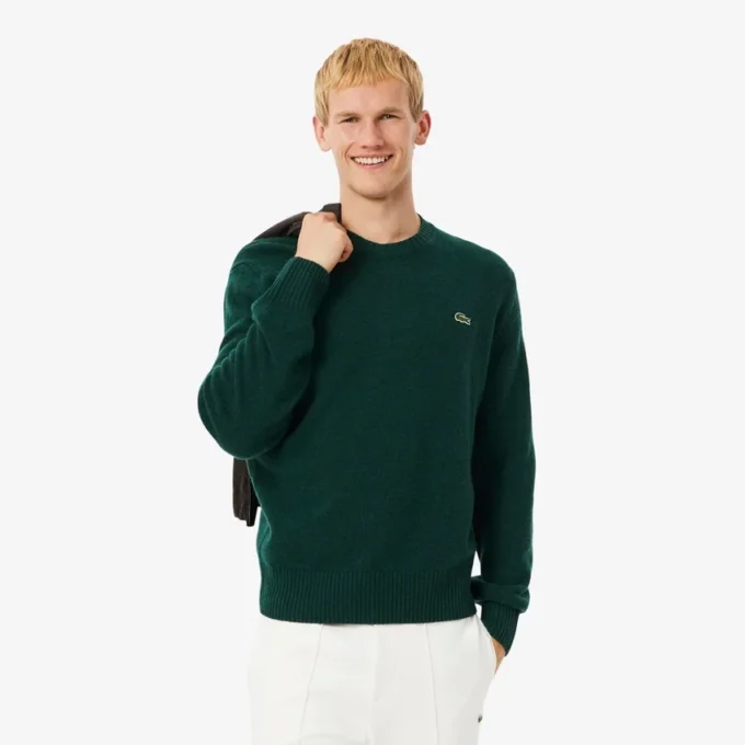 Camisola de gola redonda em lã para homem