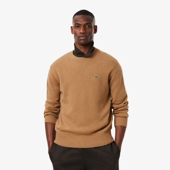 Camisola de gola redonda em lã para homem