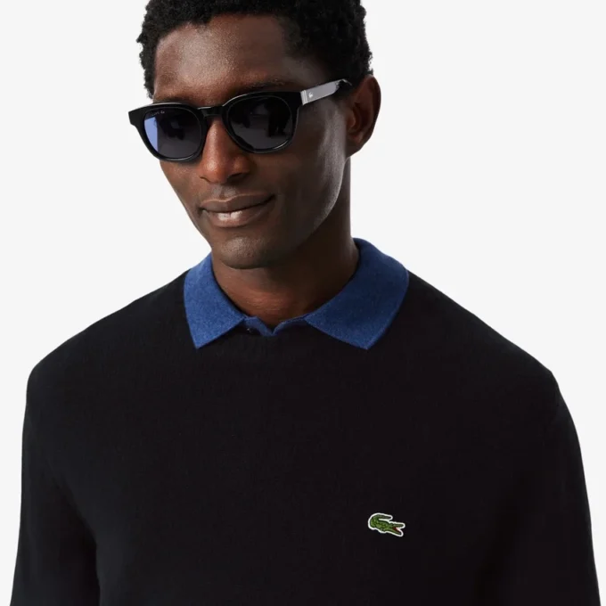 Camisola de gola redonda em lã para homem