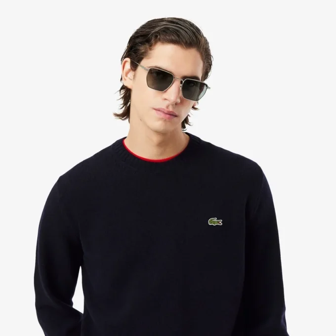 Camisola de gola redonda em lã para homem