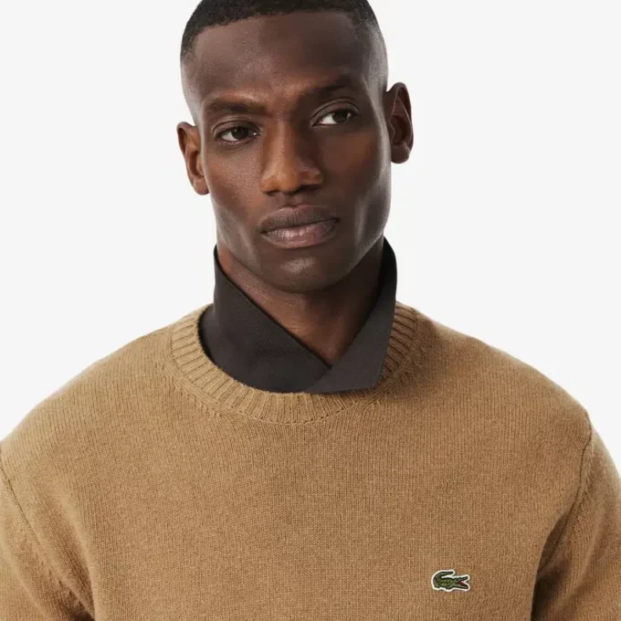 Camisola de gola redonda em lã para homem
