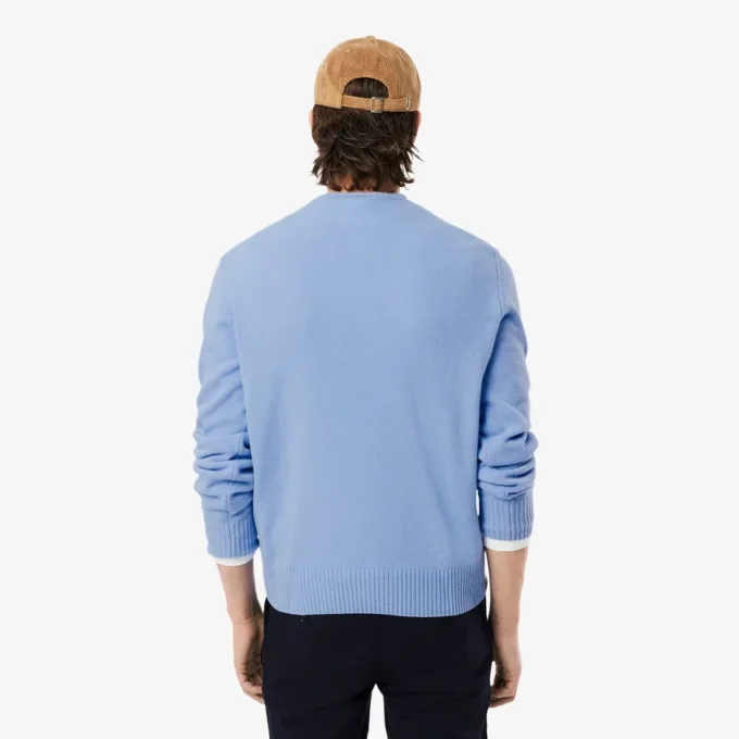Camisola de gola redonda em lã para homem