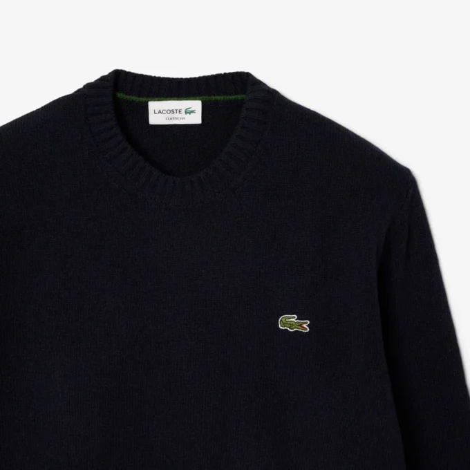Camisola de gola redonda em lã para homem