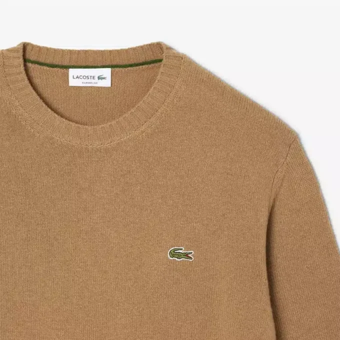 Camisola de gola redonda em lã para homem