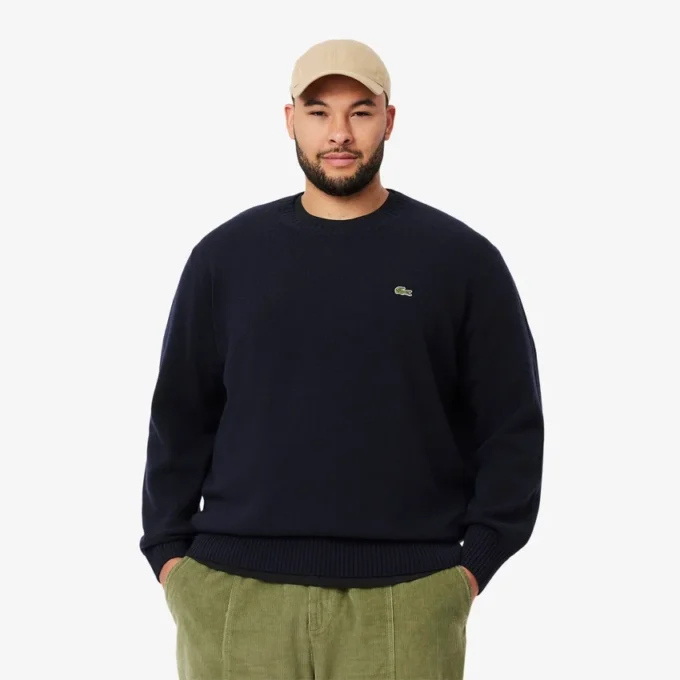 Camisola de gola redonda em lã para homem
