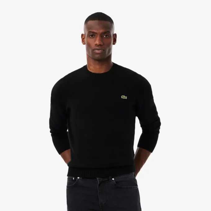Camisola de gola redonda em malha 3D de caxemira para homem
