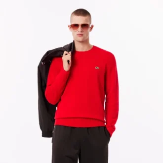 Camisola de gola redonda em malha 3D de caxemira para homem