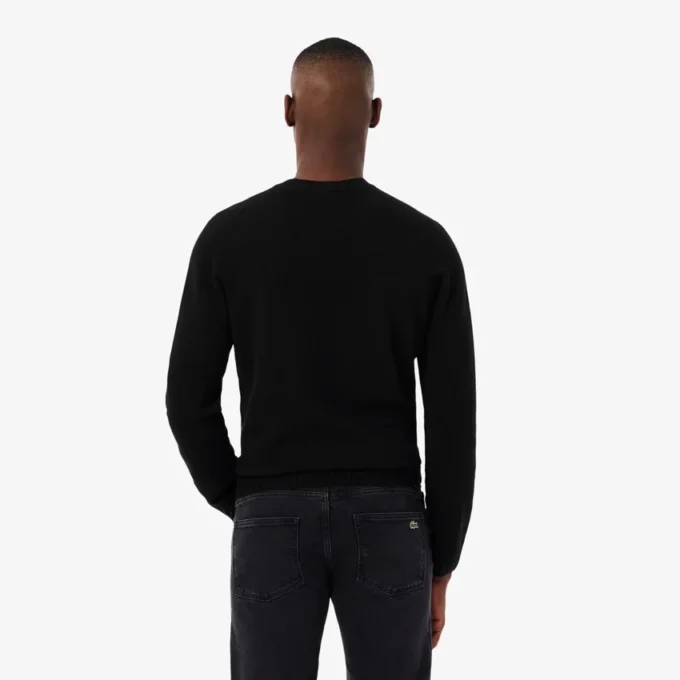 Camisola de gola redonda em malha 3D de caxemira para homem
