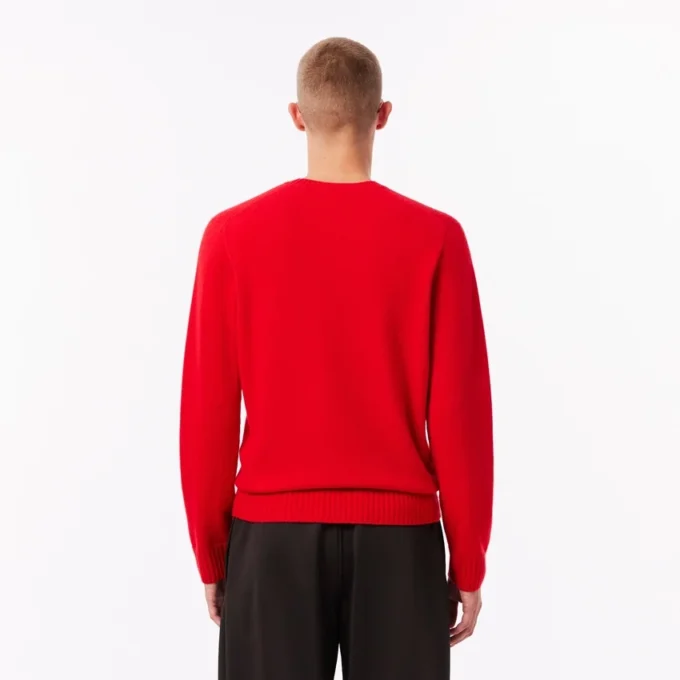Camisola de gola redonda em malha 3D de caxemira para homem