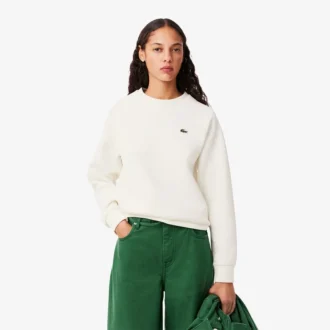 Camisola de gola redonda em piqué para mulher