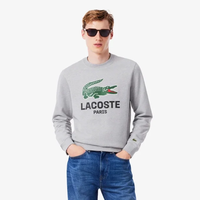 Camisola de gola redonda estampada com corte clássico para homem