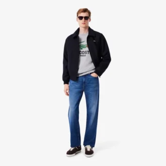 Camisola de gola redonda estampada com corte clássico para homem