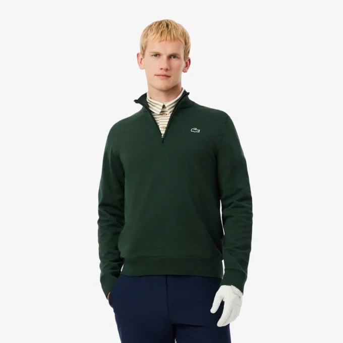 Camisola de golfe com fecho de correr de um quarto para homem