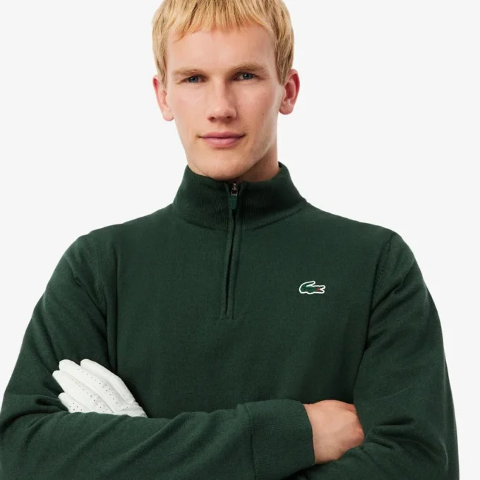 Camisola de golfe com fecho de correr de um quarto para homem