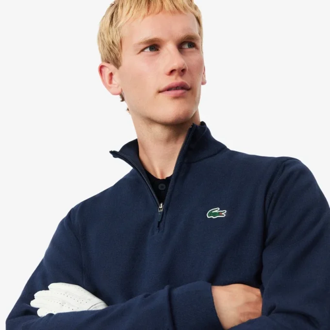 Camisola de golfe com fecho de correr de um quarto para homem