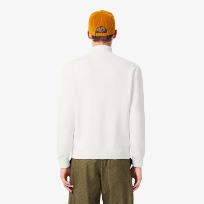 Camisola de golfe com fecho de correr em malha canelada para homem